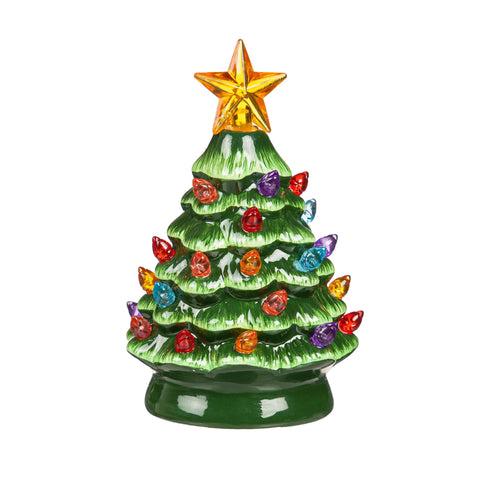 Joyful Traditions LED Table Decor Ceramic Mini Tree Color Changing, 5", CDU