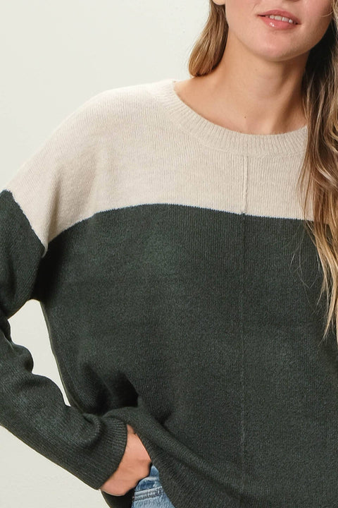 Hunter Green Color Block Sweater