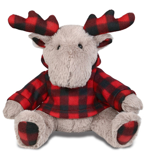 Super Soft Plush - Plaid Beige Moose With Hoodie