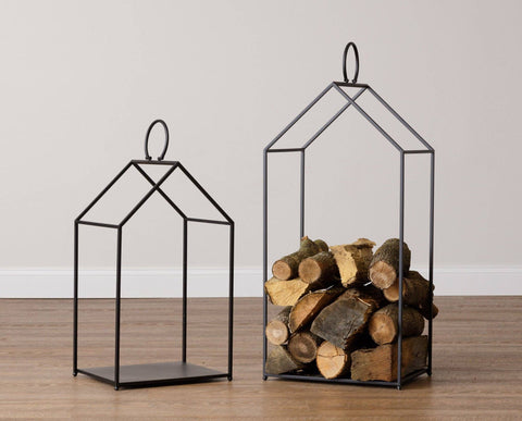 House Shaped Log Holder Set of 2