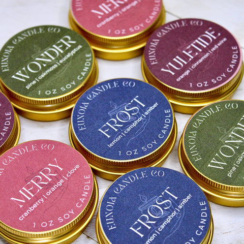 Frost Soy Candle | 1 oz Gold Tin Candle