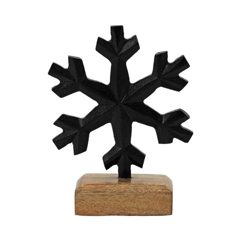 Small Black Metal Snowflake on Block