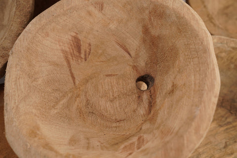 Round Wood Dough Bowl, Handcrafted 5-6”