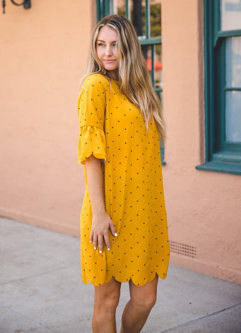 Polka Dot Haylie Scallop Dress