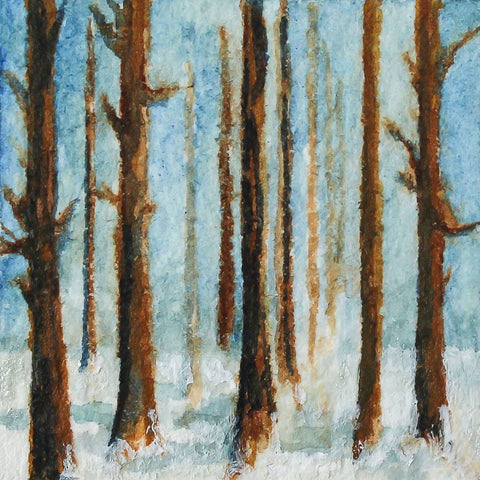 Mini 1" Snowy Woods Deciduous Trees Winter Tiny Landscape