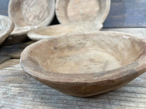 Raw Wood Round Handcrafted Bowl, 7-9 inches wide