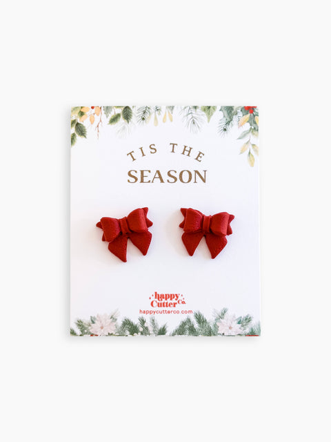 Christmas Studs - Classic Red Holiday Bow Stud Earrings