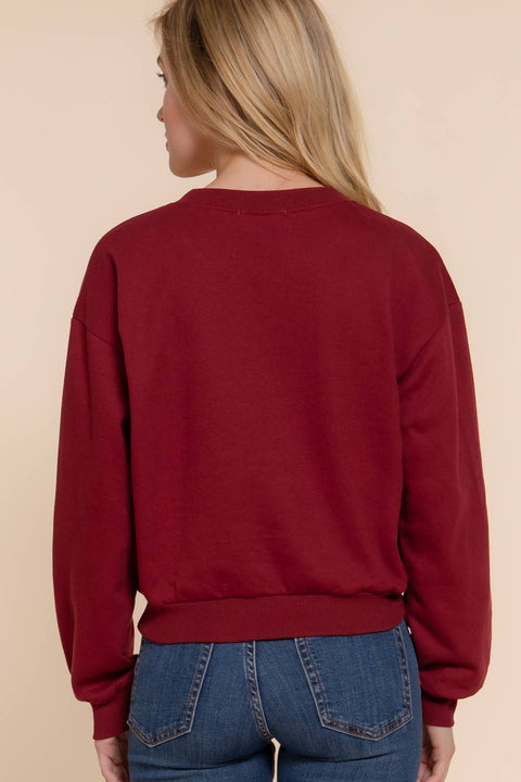 Long Sleeve Round Neck Crop Sweatshirt