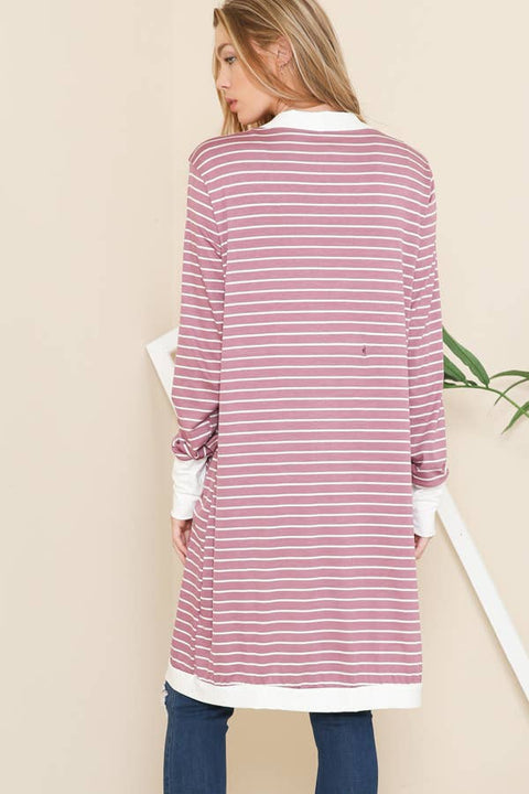 Cerrena Gold Stripe Midi Open Cardigan