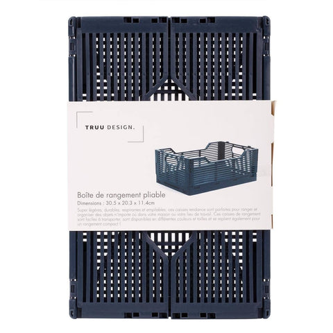 Navy Folding Storage Crate, 12x8x4.5"