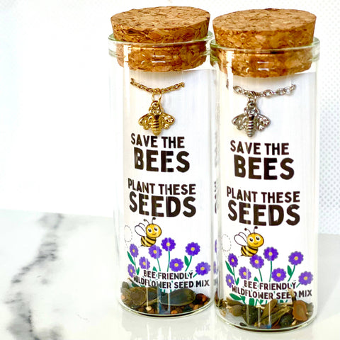 Bee Charm Necklace with Wildflower Seeds – Save the Bees
