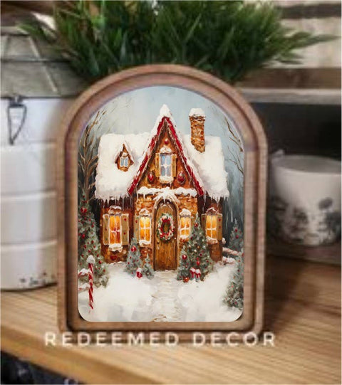 Arch Top Gingerbread House Framed Art