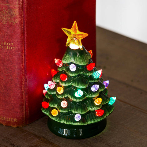 Joyful Traditions LED Table Decor Ceramic Mini Tree Color Changing, 5", CDU