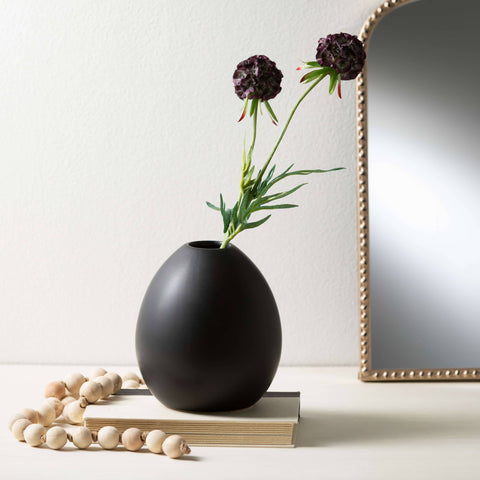 MODERN MATTE BLACK OVAL VASE