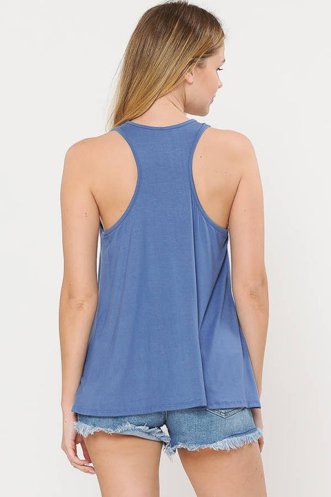 Amaya Navy Racerback Tank, Relaxed Fit