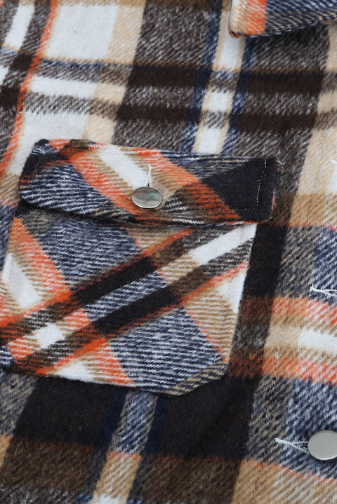 Plaid Print Pocketed Shacket