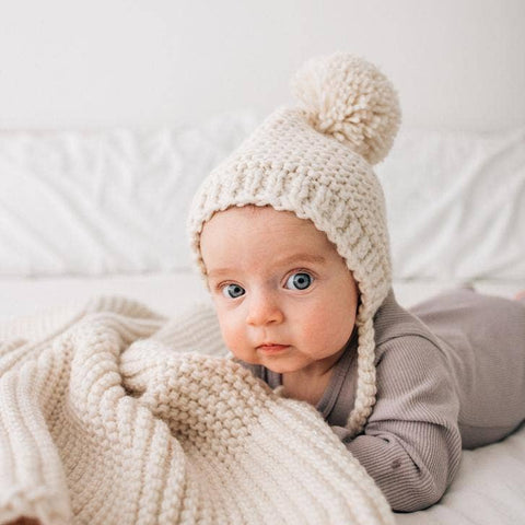 Natural Garter Stitch Knit Bonnet Baby & Kids