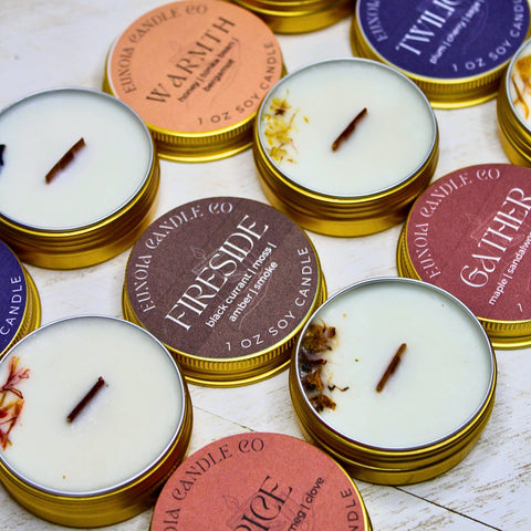 Fireside Soy Candle | 1 oz Gold Tin Candle