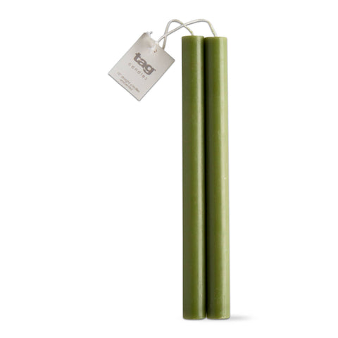 10 In Straight Taper Candle Set of 2 - Olive, Unscented