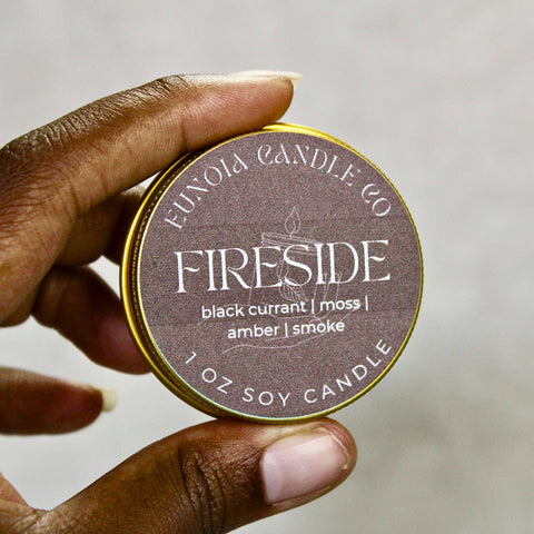 Fireside Soy Candle | 1 oz Gold Tin Candle