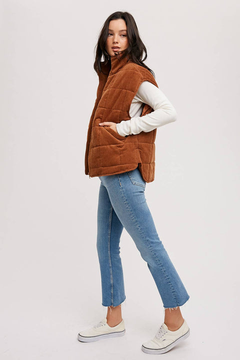 CORDUROY QUILTED PUFFER VEST
