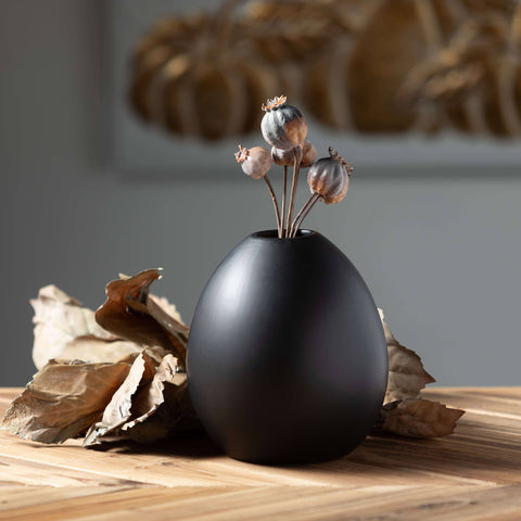 MODERN MATTE BLACK OVAL VASE