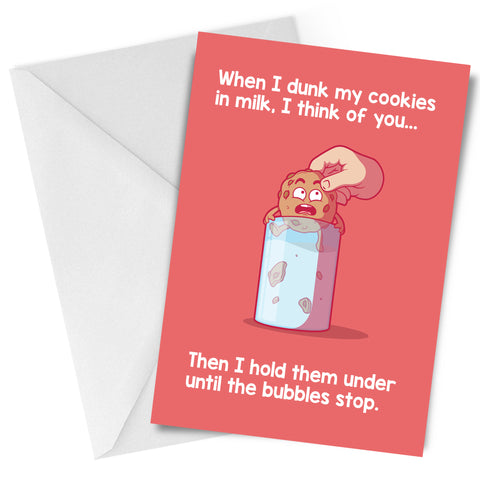 Dunk Cookies...When I Think of You Valentine's Day Love Greeting Card