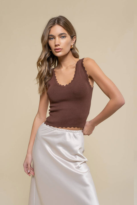 Samantha Scallop Edge Tank, 2 Colors