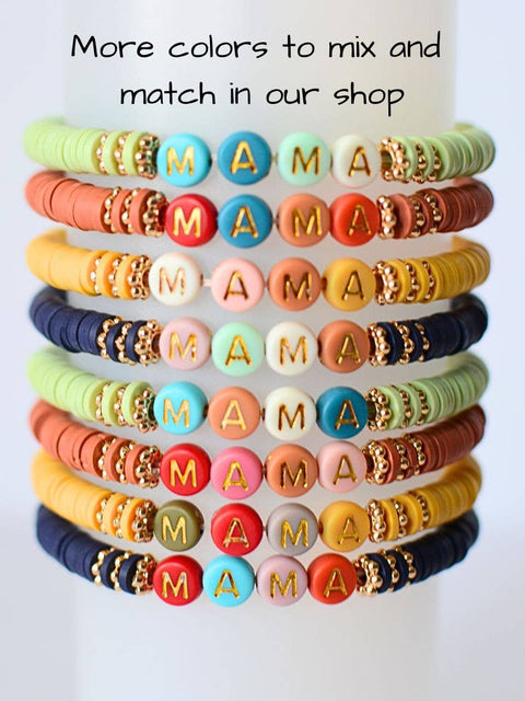 Multi Colored MAMA word beaded bracelet NAVY