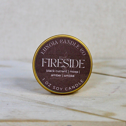 Fireside Soy Candle | 1 oz Gold Tin Candle