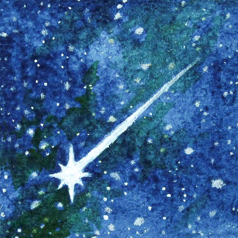 Mini 1" Shooting Star Milky Way Galaxy Sky Tiny Watercolor