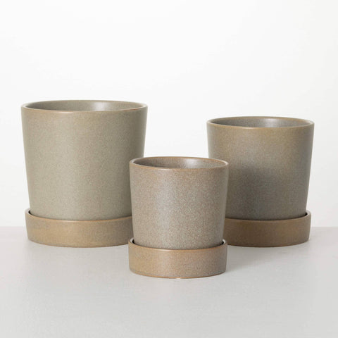 MODERN MATTE TAN PLANTER SET