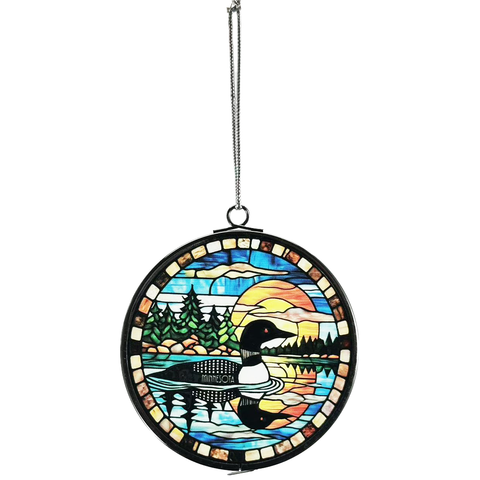Minnesota Loon North Woods 3" Stained Glass Ornament