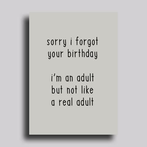 Real Adult Greeting Card Late Belated Birthday