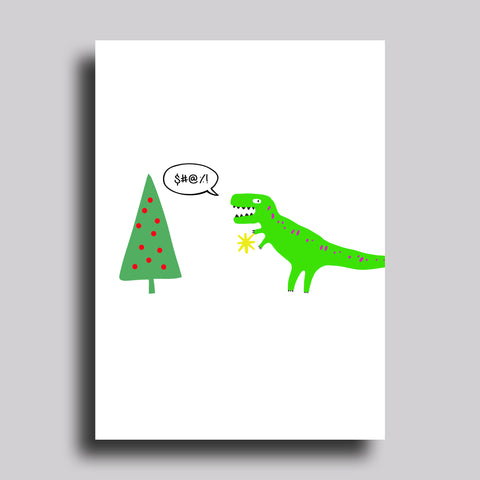 T Rex Christmas Tree Greeting Card