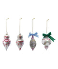 Hand-Painted Glass Ornament with Design/Velvet Bow, 4 Styles ©