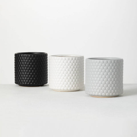 Penny-Tile Style Dot Textured Ceramic Pots