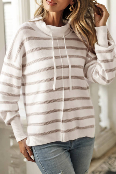 Christy Cowl Neck Striped Drop Shoulder Sweater