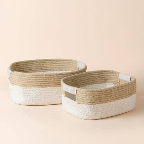 Montrésor White & Linen Cotton Rope Storage Baskets - 2 Sizes