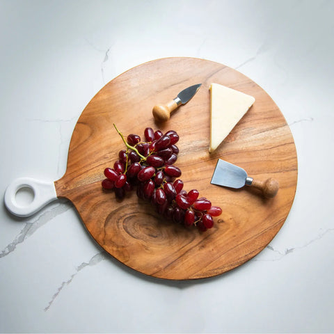 Wood+White Collection Acacia Wood Round Charcuterie Board LG