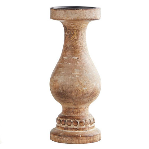 Mango Wood Pillar Candle Holder - Large