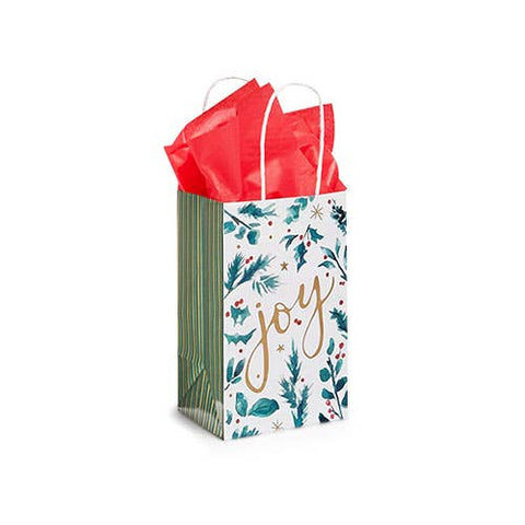 Tidings of Joy Paper Christmas Gift Bags: 5.25x3.50x8.25"