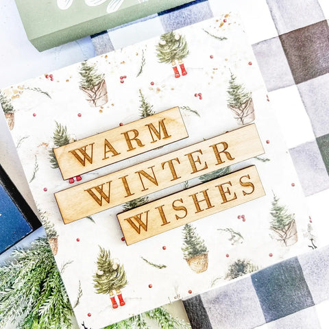 Warm Winter Wishes Block Tiered Tray Signs