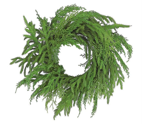 Deluxe Mix Norfolk Pine &, Cedar Wreath, 26", Green