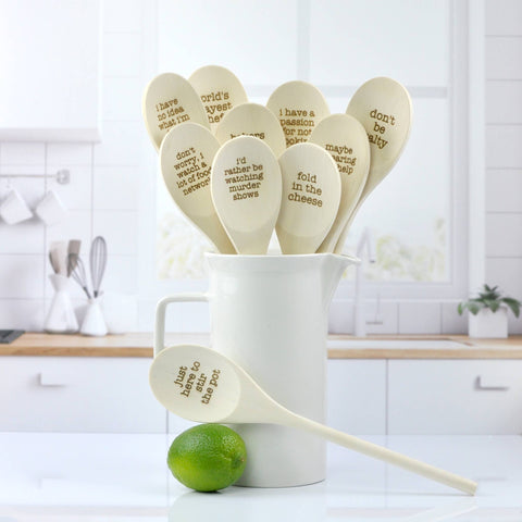 Just Here to Stir the Pot Wooden Kitchen Baking Spoon