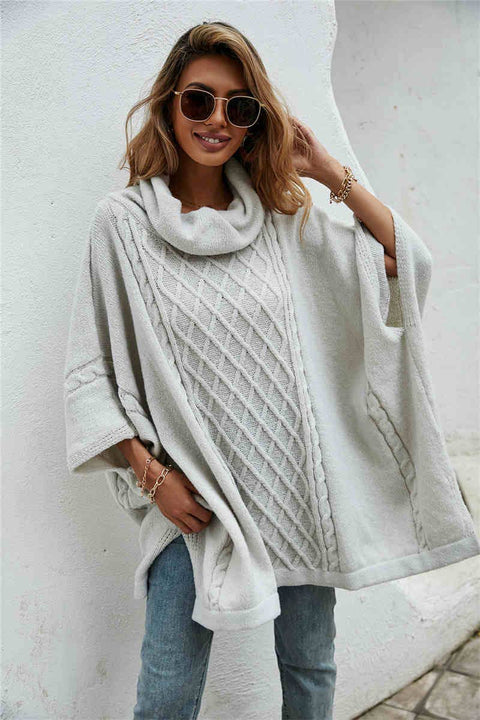 Carin Cable Knit Poncho Sweater - One Size