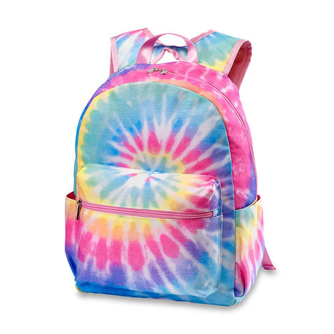 Pastel Delight Tie-Dye Canvas 2-Zipper Backpack