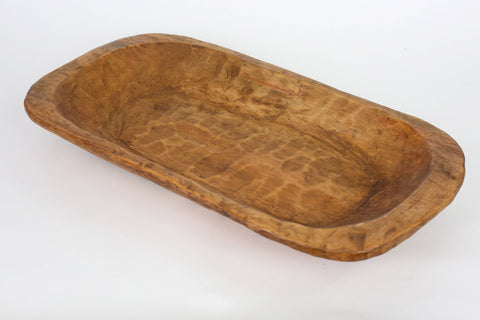 Rustic Wide Dough Bowl - Hand-carved, 20" long
