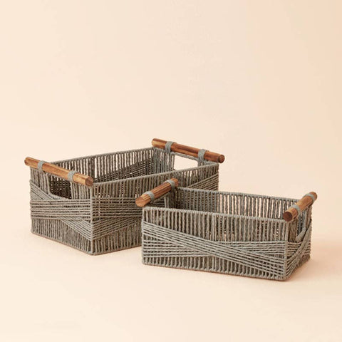 Yvoire Gray Paper Rope Storage Basket