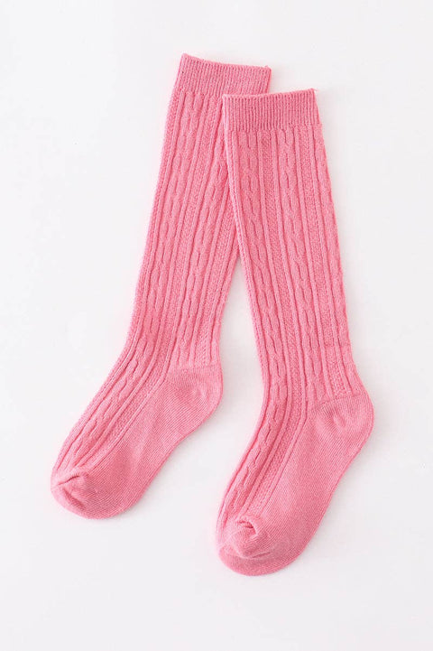 Pink knit knee high sock - 6M - 5Y sizes